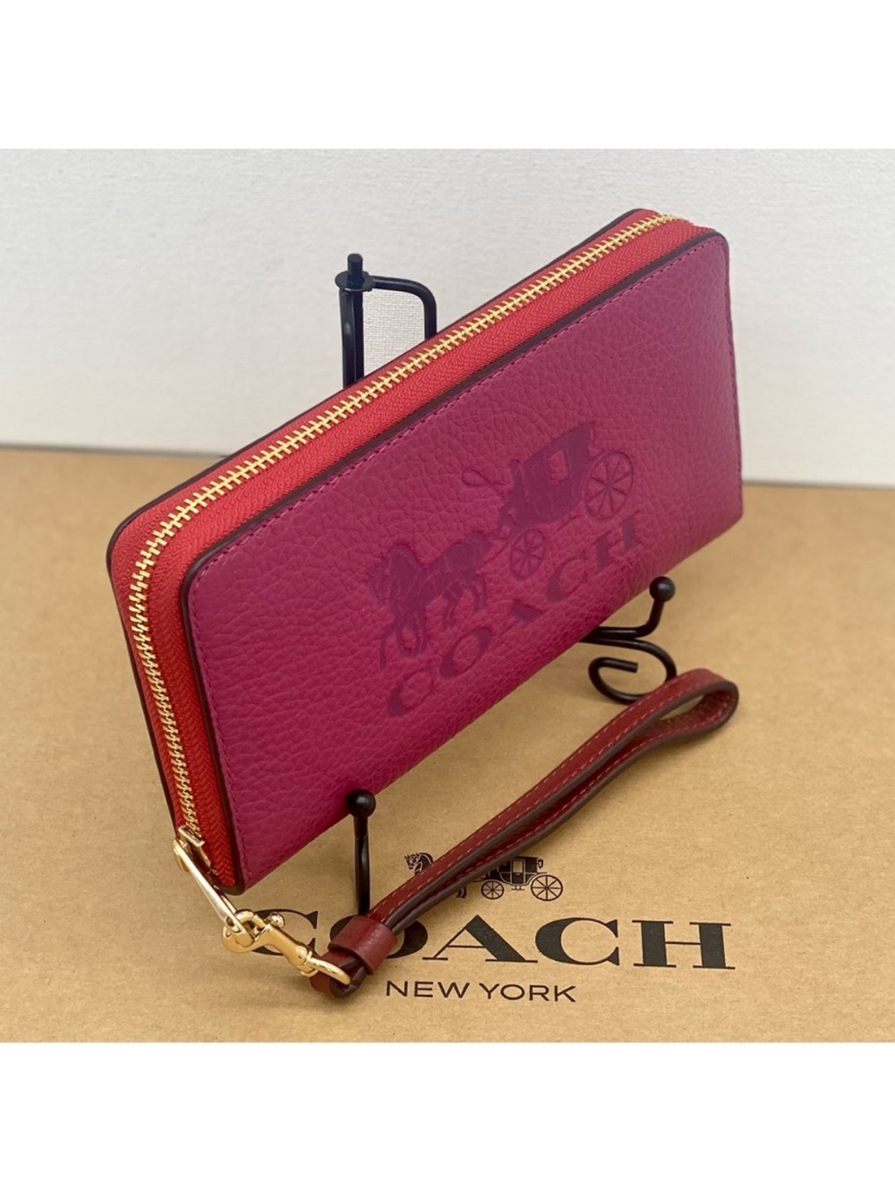 COACH Long Zip Around Wallet With Horse And Carriage Bright Violet Multi Color - Picture 6 of 10